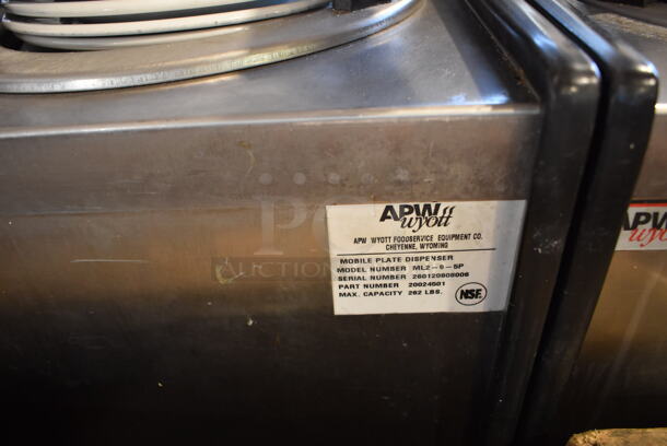 APW Wyott ML2-9-5P Stainless Steel Commercial 2 Well Plate Dispenser w/ 9" Plates on Commercial Casters. 15.5x301x42 - Image 6 of 6