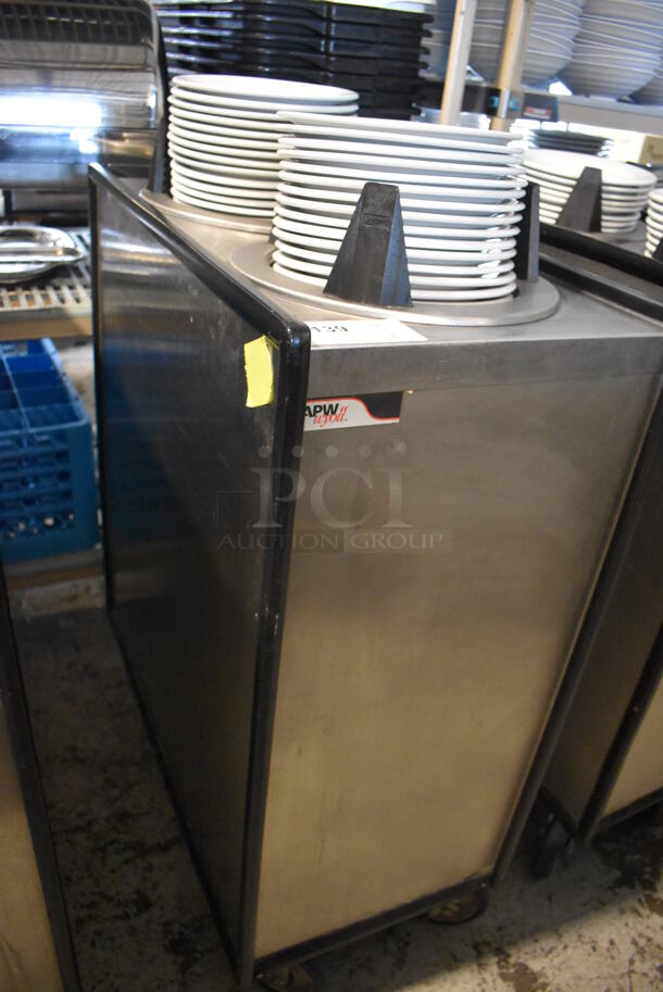 APW Wyott ML2-9-5P Stainless Steel Commercial 2 Well Plate Dispenser w/ 9" Plates on Commercial Casters. 15.5x30.5x45 - Image 3 of 7
