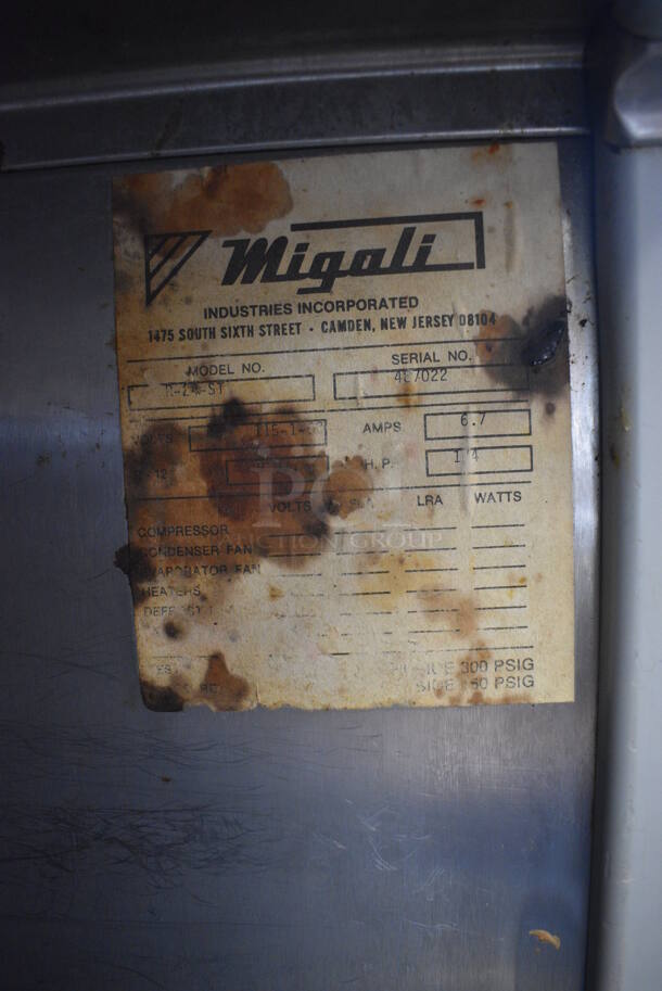 Migali Model R-24-ST Stainless Steel Commercial Single Door Reach In Cooler. 115 Volts, 1 Phase. 25x33x79. Tested and Powers On But Does Not Get Cold. - Image 6 of 6
