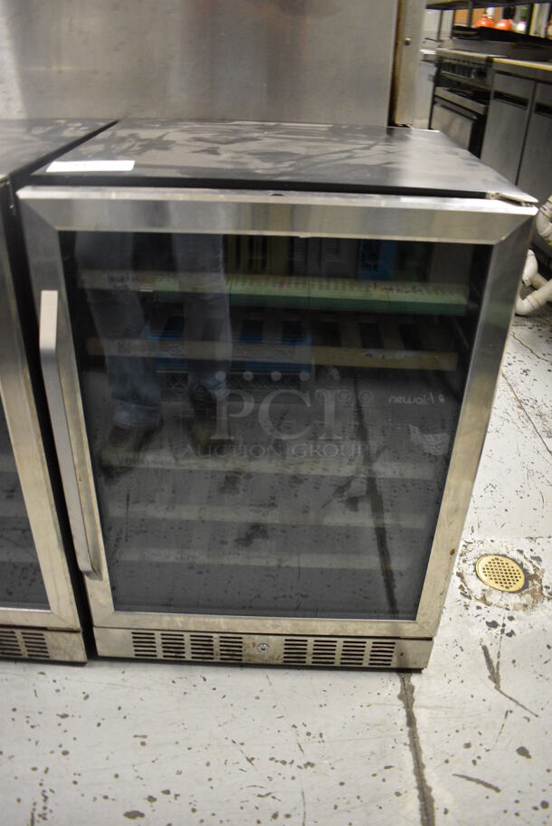 Newair AWR-460DB Metal Commercial Wine Chiller Merchandiser. 115 Volts, 1 Phase. 23.5x24x33. Item Was in Working Condition on Last Day of Business. (kitchen)