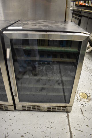 Newair AWR-460DB Metal Commercial Wine Chiller Merchandiser. 115 Volts, 1 Phase. 23.5x24x33. Item Was in Working Condition on Last Day of Business. (kitchen)