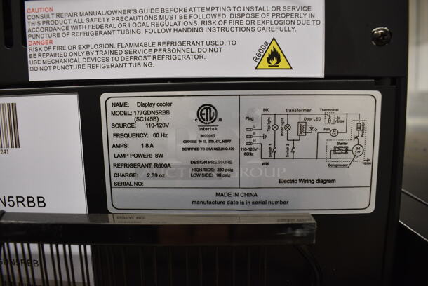 Galaxy 177GDN5RBB Metal Commercial Single Door Reach In Cooler Merchandiser w/ Poly Coated Racks. 115 Volts, 1 Phase. 16.5x17x72. Tested and Does Not Power On - Image 6 of 6