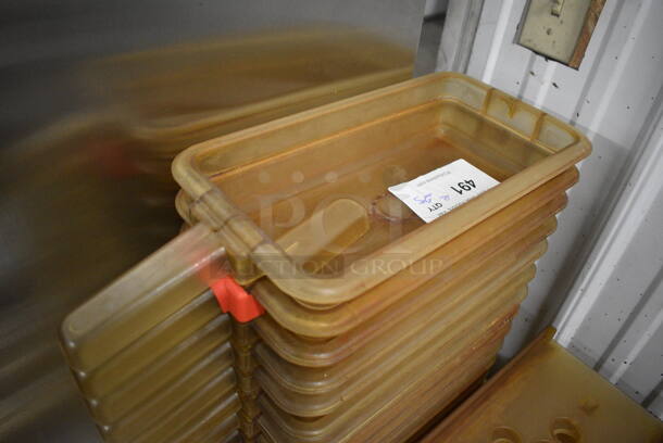 ALL ONE MONEY! Lot of 25 Amber Colored Poly Bins w/ Handle. 20.5x7x2.5 - Image 2 of 3