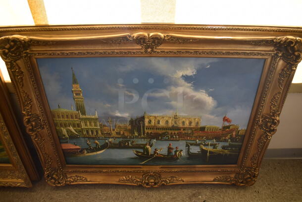 Framed Canvas Painting Reproduction of The Bucintoro Ascension Day by Canaletto From Art Dealer Ed Mero! - Image 1 of 7