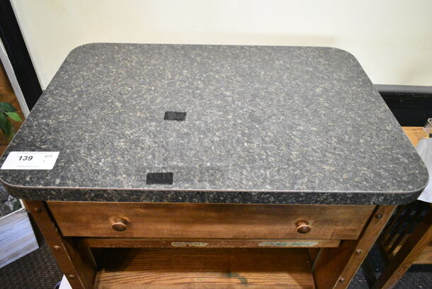 Wooden Counter w/ Drawer and Under Shelves. (check in)  - Image 5 of 6