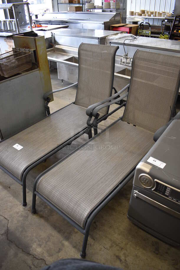 2 Gray Chaise Patio Chairs w/ Arm Rests. 28x64x43. 2 Times Your Bid! - Image 2 of 4