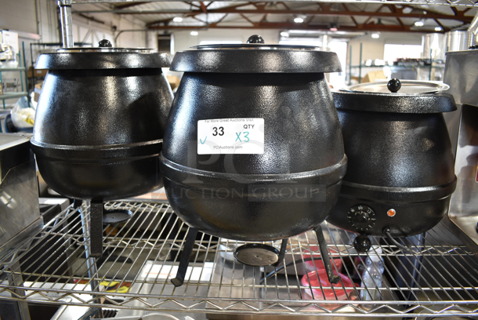 3 Various Metal Commercial Countertop Soup Kettle Food Warmers. 3 Times Your Bid! One Is Tested and Working, Two are Tested and Do Not Power On