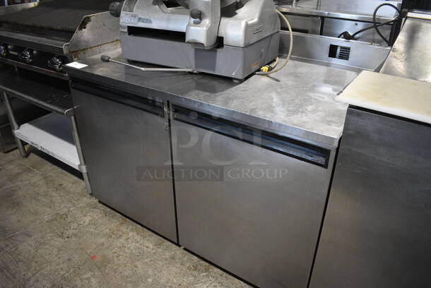 Delfield Model ST4048 Stainless Steel Commercial 2 Door Work Top Cooler w/ Backsplash on Commercial Casters. 115 Volts, 1 Phase. 48x29x36. Tested and Working! - Image 2 of 5