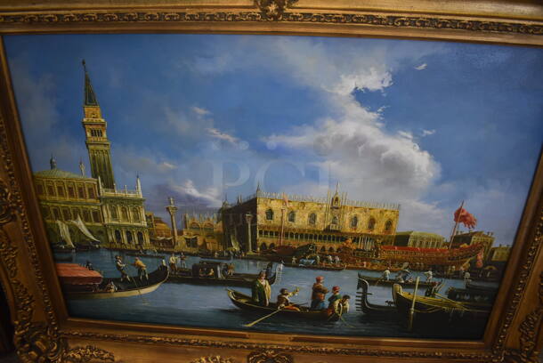Framed Canvas Painting Reproduction of The Bucintoro Ascension Day by Canaletto From Art Dealer Ed Mero! - Image 4 of 7
