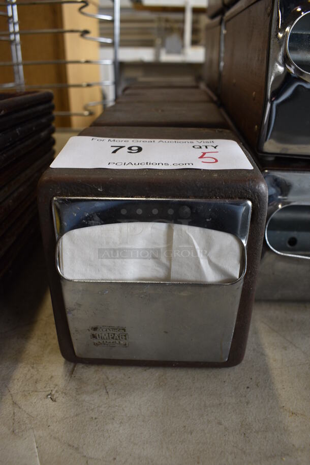 5 Compact Metal Countertop Napkin Dispensers. 4.5x4.5x5.5. 5 Times Your Bid!