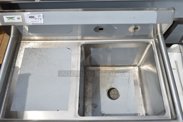 BRAND NEW SCRATCH AND DENT! Regency 600S1181818L Stainless Steel Single Bay Sink w/ Left Side Drain Board. Bay 18x18x14. Drain Board 12x15 - Image 4 of 5