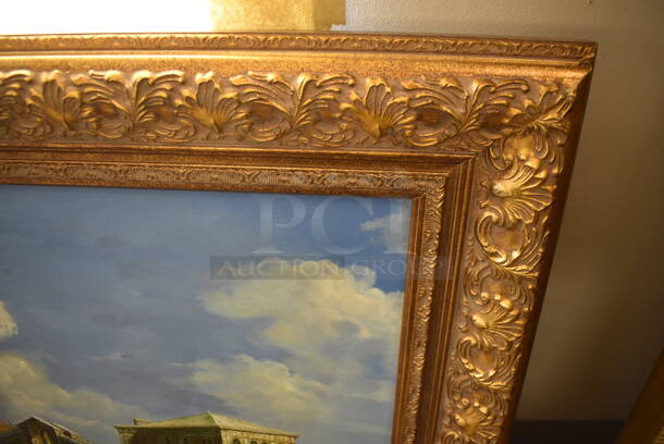 Framed Canvas Painting of Venice, a View of the Grand Canal by Canaletto. - Image 3 of 5