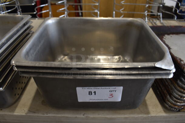 3 Stainless Steel 1/2 Size Drop In Bins. 1/2x6. 3 Times Your Bid!