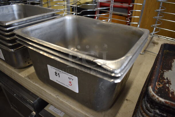 3 Stainless Steel 1/2 Size Drop In Bins. 1/2x6. 3 Times Your Bid! - Image 3 of 3