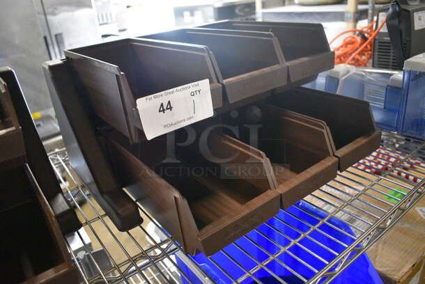 Camel Brown Poly Countertop Stand w/ 6 Bins. 18x18x9.5 - Image 3 of 4