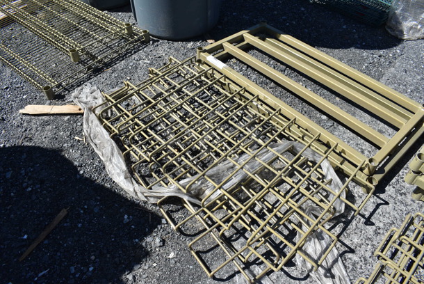 ALL ONE MONEY! Lot of 2 Tan Finish Dunnage Shelves w/ 3 Wire Covers. 36x18x1.5