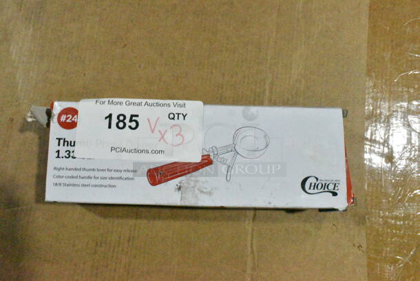 3 BRAND NEW! Items Including Choice 407TPD24RD Red Thumb Press Disher, QV12 Spatula, Skimmer. 3 Times Your Bid!  - Image 3 of 7