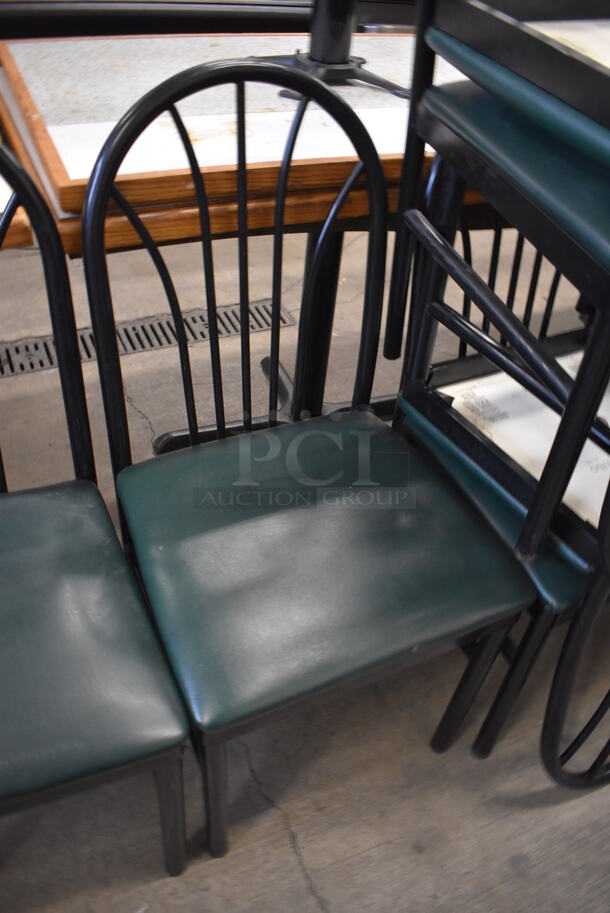 6 Black Metal Dining Chairs w/ Green Seat Cushion. Stock Picture - Cosmetic Condition May Vary. 16x17x36. 6 Times Your Bid! - Image 3 of 5