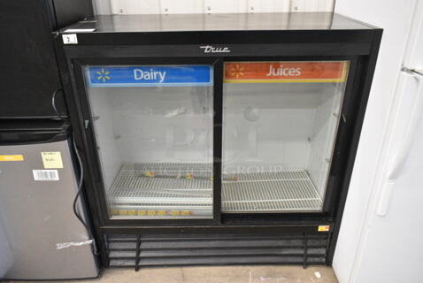 2017 True GDM-41SL-48-HC-LD Metal Commercial 2 Door Reach In Cooler Merchandiser w/ Poly Coated Racks. 115 Volts, 1 Phase. Tested and Working!