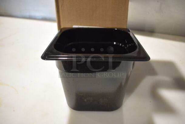 4 Boxes of 6 BRAND NEW! Rubbermaid Black Poly 1/6 Size Drop In Bins. One Box Missing 1 Bin. 1/6x6. 4 Times Your Bid!