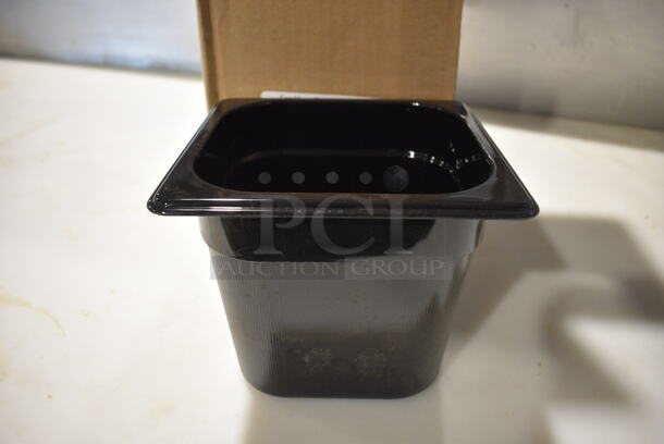 4 Boxes of 6 BRAND NEW! Rubbermaid Black Poly 1/6 Size Drop In Bins. One Box Missing 1 Bin. 1/6x6. 4 Times Your Bid! - Image 1 of 4