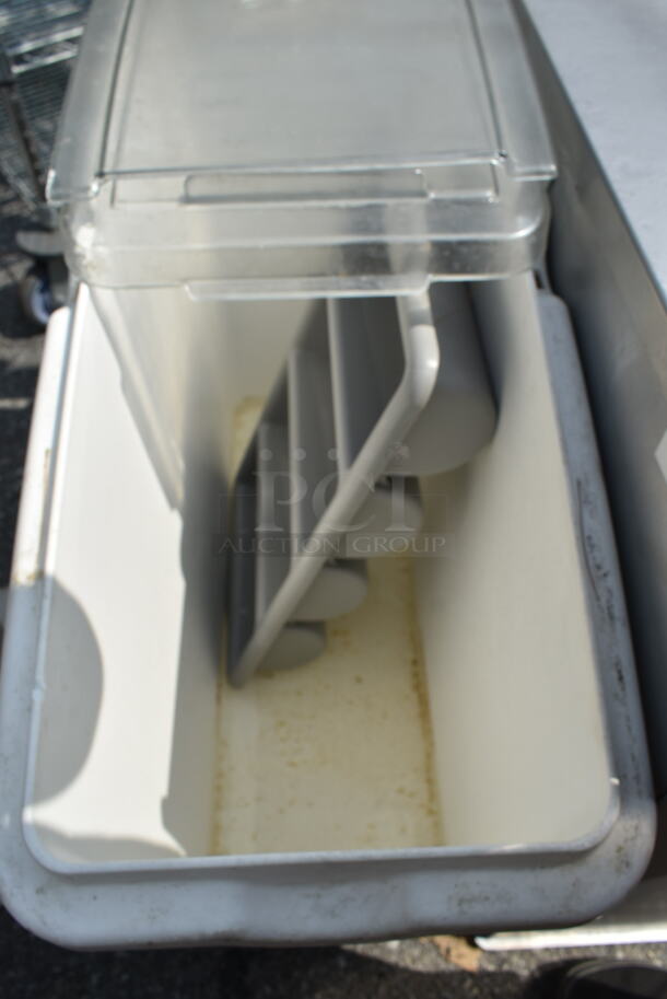 Continental White Poly Ingredient Bin w/ Clear Lid on Commercial Casters.  - Image 2 of 3