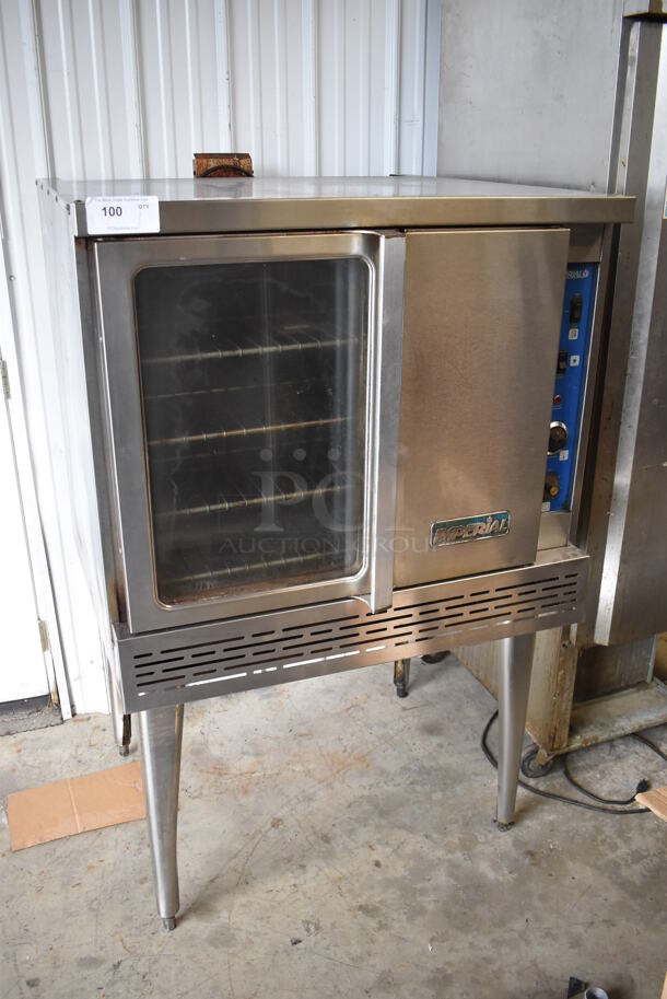 Imperial Stainless Steel Commercial Natural Gas Powered Full Size Convection Oven w/ View Through Door, Solid Door, Thermostatic Controls and Metal Oven Racks on Metal Legs. 38x40x61 - Image 2 of 8