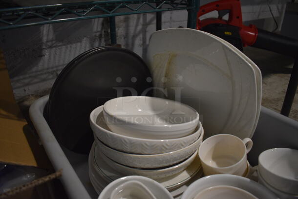 ALL ONE MONEY! Lot of Various Plates and Bowls in Gray Poly Bus Bin! - Image 2 of 4