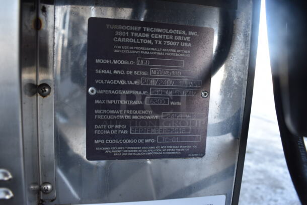 2018 Turbochef Model NGO Metal Commercial Countertop Rapid Cook Oven. 208/240 Volts, 1 Phase. 16x29x25 - Image 5 of 5
