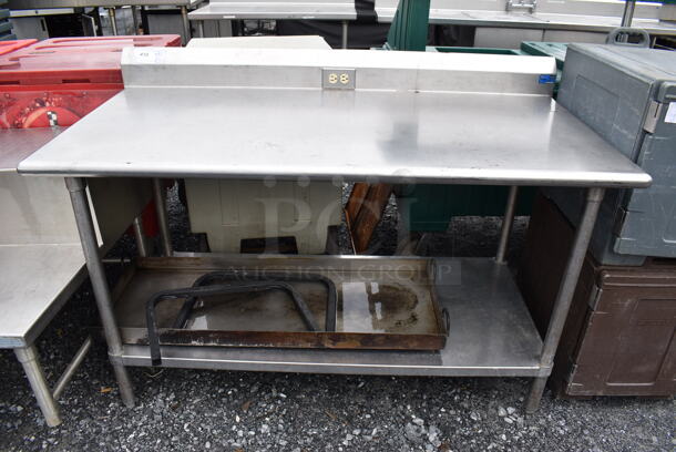 Stainless Steel Table w/ Back Splash and Metal Under Shelf. 60x31x41 - Image 3 of 8