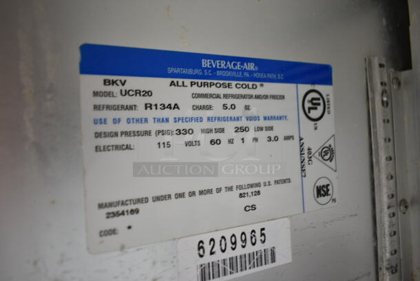 Beverage Air UCR20 Stainless Steel Commercial Single Door Undercounter Cooler on Commercial Casters. 115 Volts, 1 Phase. Tested and Working! - Image 4 of 4