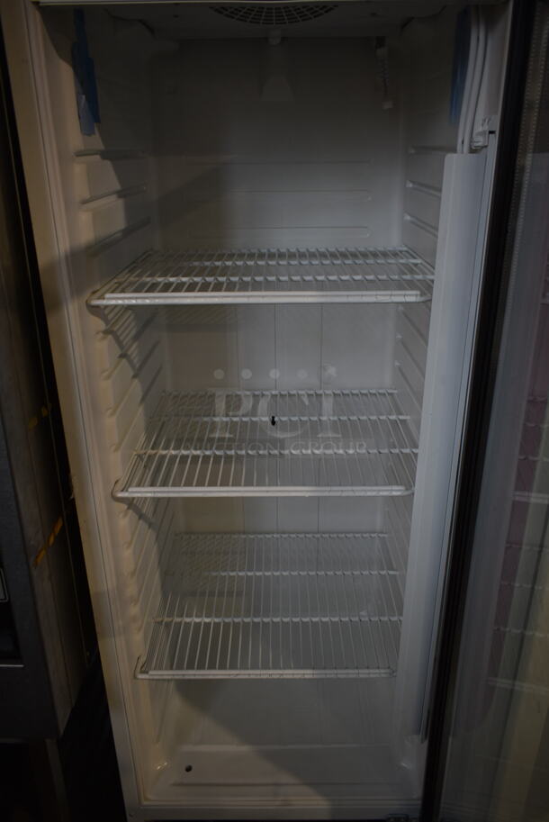 Metal Commercial Single Door Reach In Cooler Merchandiser w/ Poly Coated Racks. Tested and Powers On But Does Not Get Cold - Image 5 of 6