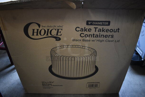 BRAND NEW IN BOX! Choice Disposable Cake Takeout Containers w/ Black Base and Clear Dome Lid - Image 4 of 4