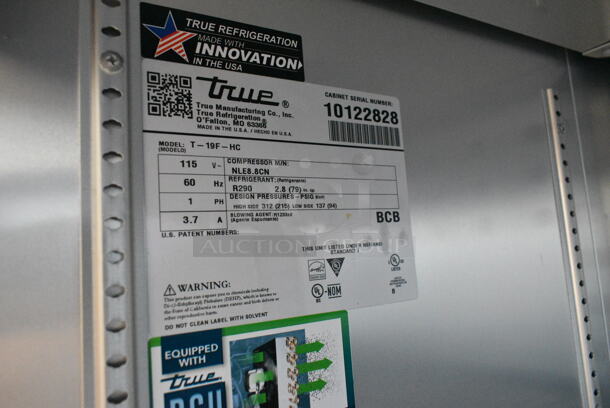 2021 True T-19F-HC Stainless Steel Commercial Single Door Reach In Freezer w/ Poly Coated Racks on Commercial Casters. 115 Volts, 1 Phase. Tested and Working! - Image 4 of 4