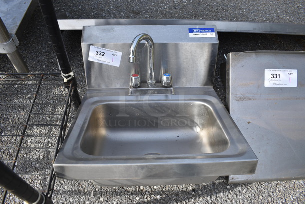 Stainless Steel Commercial Single Bay Wall Mount Sink w/ Faucet and Handles. 17x17x17 - Image 1 of 4