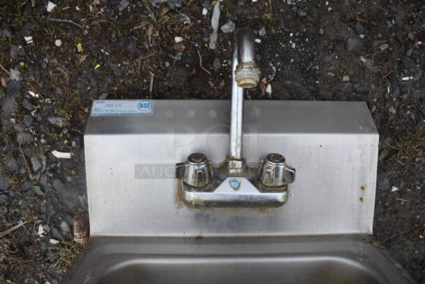 Stainless Steel Commercial Single Bay Wall Mount Sink w/ Faucet and Handles. 17x15x24 - Image 4 of 5