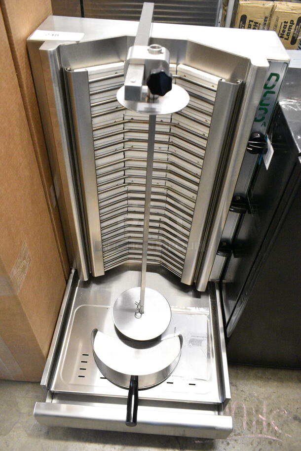 BRAND NEW SCRATCH AND DENT! Visvardis DE 3A Stainless Steel 90 Lb Electric Gyro Machine. 208-240 Volts.  - Image 2 of 11