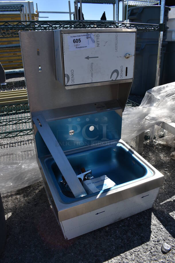 Advance Tabco Stainless Steel Wall Mount Single Bay Sink w/ Back Splash and Handles. 17.5x15.5x29 - Image 2 of 5