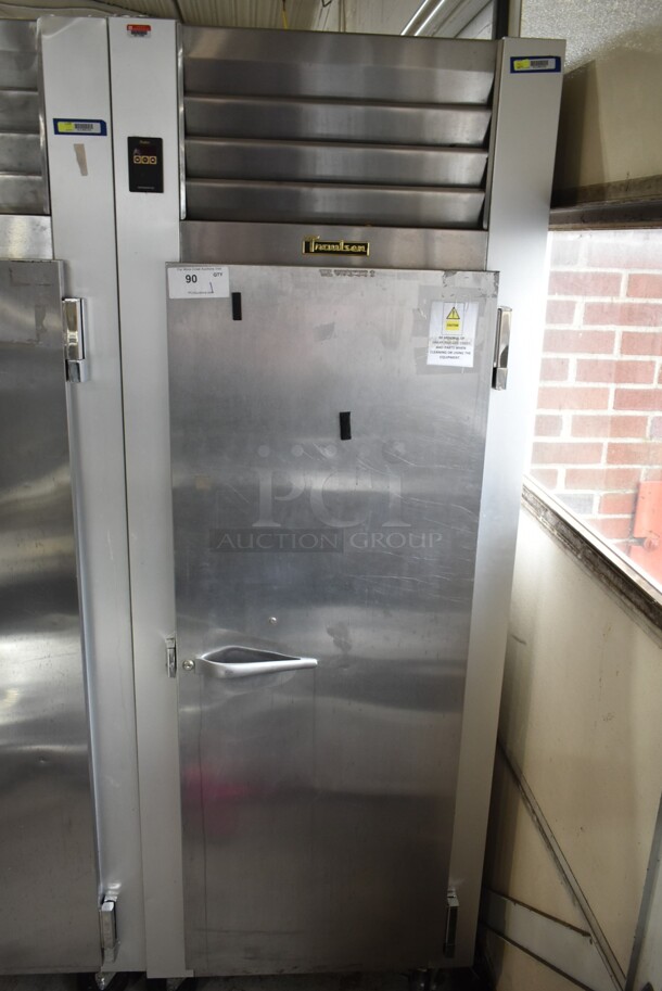 Traulsen G10010 ENERGY STAR Stainless Steel Commercial Single Door Reach In Cooler w/ Poly Coated Racks on Commercial Casters. 115 Volts, 1 Phase. Tested and Working! - Image 1 of 4