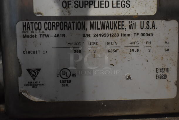Hatco TFW-461R Stainless Steel Commercial Electric Powered Cheese Melter. 208 Volts, 3 Phase. - Image 6 of 6