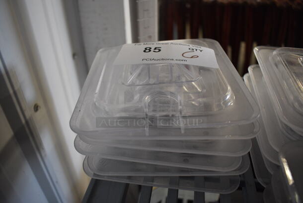 ALL ONE MONEY! Lot of 6 Winco Clear Poly 1/6 Size Drop In Bin Lids! One Is Notched