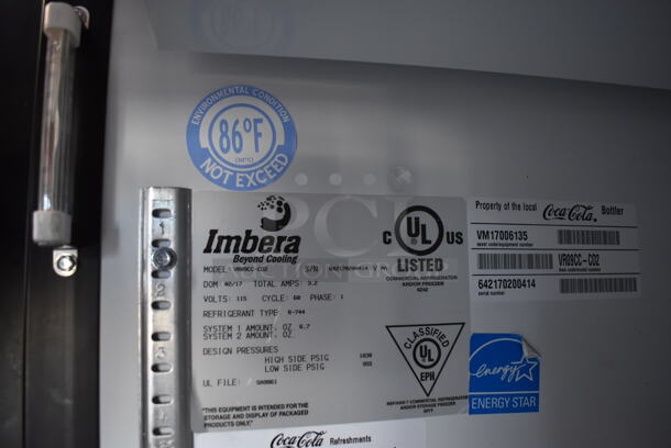 Imbera VR09CC-CO2 ENERGY STAR Metal Commercial Single Door Reach In Coca Cola Cooler Merchandiser w/ Poly Coated Racks. 115 Volts, 1 Phase. 19x30x76. Tested and Working! - Image 6 of 6