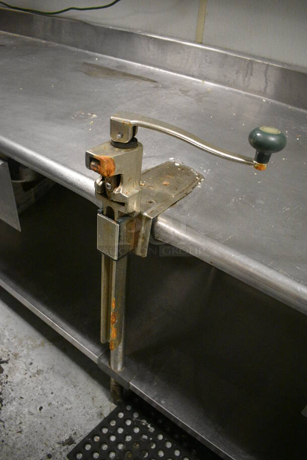Stainless Steel Commercial Table w/ Sink Basin, Faucet, Handles, Back Splash, 2 Drawers, Undershelf and Mounted Commercial Can Opener. 120x30x39. Bay 10x14x10. BUYER MUST REMOVE. (kitchen) - Image 4 of 7