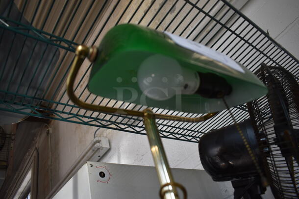 Metal Countertop Lamp w/ Green Shade. 10x7x14 - Image 4 of 5