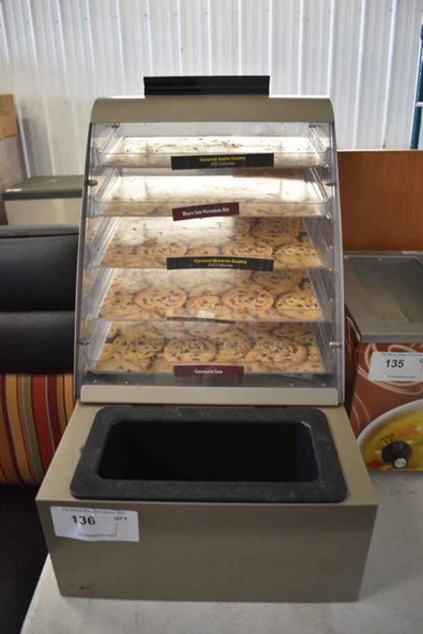 Nemco Brown Metal Countertop Cookie Display Case Merchandiser w/ Drink Holder Display and 2 Insulated Drop In Bins. 15.5x22x23.5. - Image 4 of 4