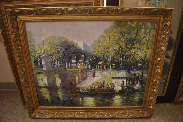 Framed Canvas Painting Reproduction of Boston Public Gardens by John C Terelak From Art Dealer Ed Mero! - Image 1 of 10