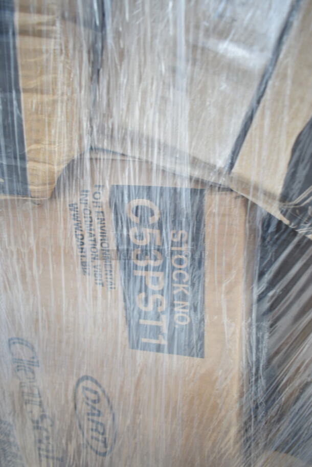 PALLET LOT of 20 BRAND NEW Boxes Including 347SLWG12A Visions 12 oz. Heavy Weight Clear Plastic Stemless Angled Wine Glass - 64/Case, 394365XL Noble Products Powder-Free Disposable Clear Vinyl Gloves for Foodservice - Extra Large - 1000/Case, 129MCR32B Choice 32 oz. Black Round Microwavable Heavy Weight Container with Lid 7 1/4" - 150/Case, 795PTOWHT1 Choice White Microwavable Folded Paper #1 Take-Out Container 4 3/8" x 3 1/2" x 2 1/2" - 450/Case, 126MF993B3C Ecopax 9" x 9" 3-Compartment Microwaveable Black Mineral-Filled Plastic Hinged Take-Out Container - 150/Case, 500CC16HW Choice Heavy Weight 16 oz. Clear Plastic Cold Cup - 1000/Case, Dart C53PST1 ClearSeal Hinged Lid Plastic Container 5 3/8" x 5 1/4" x 2 5/8" - 500/Case, 500TW16S Choice 16 oz. Translucent Thin Wall Squat Plastic Cold Cup - 1000/Case, 433NHT101 Choice 1/6 Standard Size White "Thank You" Standard-Duty Plastic T-Shirt Bag - 700/Case, 164VYCHAIRBK Lancaster Table & Seating Vineyard Series Smokey Black Outdoor Cross Back Chair, 127CH08F Choice 8 oz. Clear RPET Tall Hinged Deli Container - 200/Case, 5002CPTE Lavex 2-Ply White Center Pull Economy Paper Towel Roll, 500 Sheets / Roll - 6/Case, 394365M Noble Products Powder-Free Disposable Clear Vinyl Gloves for Foodservice - Medium - 1000/Case. 20 Times Your Bid!  - Image 10 of 12