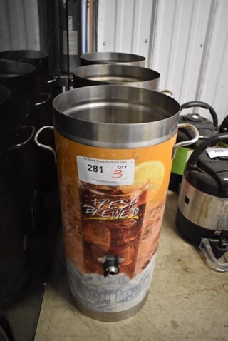 3 Stainless Steel Beverage Holder Dispensers. No Lids. 13x10.5x21.5. 3 Times Your Bid!