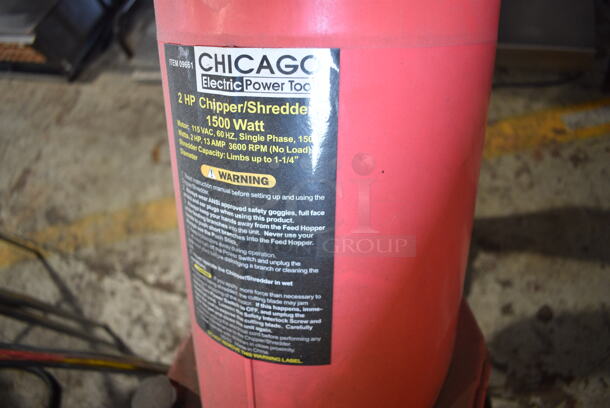 Chicago Red Poly Chipper Shredder. 115 Volts, 1 Phase. 19x30x38 - Image 5 of 5