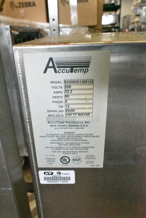 AccuTemp S32083D1205135 Stainless Steel Commercial Electric Powered Steam Cabinet on Stand w/ Commercial Casters. 208 Volts, 3 Phase. - Image 6 of 6